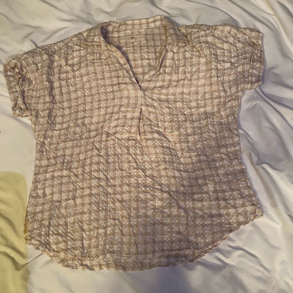 Women's Beige Checkered Top